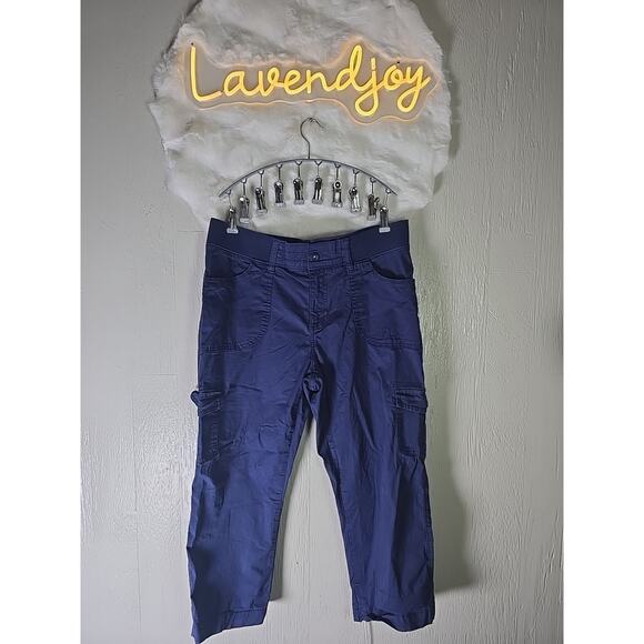 Lee Cargo Capri Relaxed Fit Pants Womens 34 Mid Rise Blue Casual School Work - Picture 1 of 7